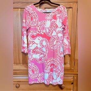 Lilly Pulitzer Marlowe Dress Hot Coral Trunk In Love Pink Elephants Small NWOT